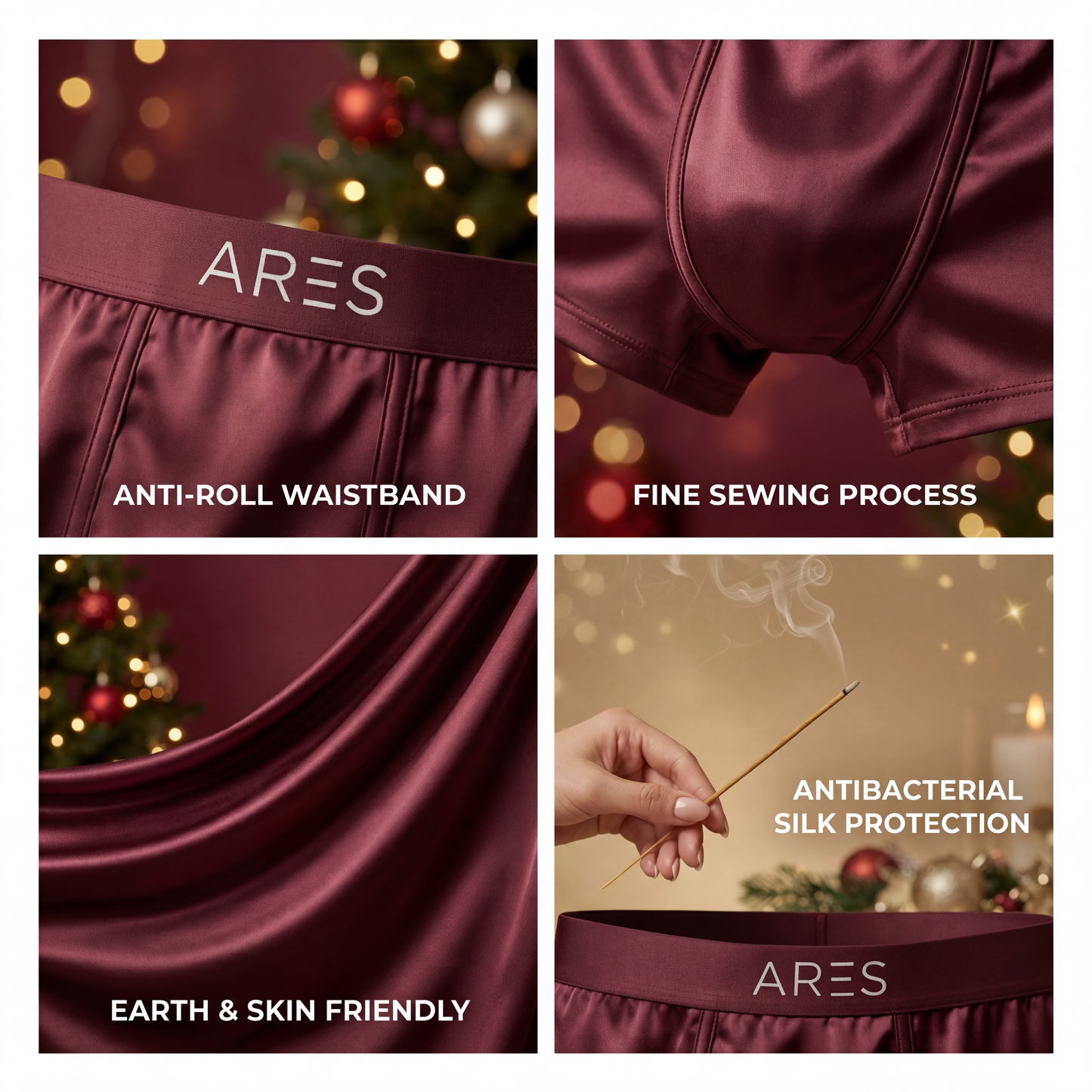 高級絹製トランクス｜一日中快適　バーガンディ（新作）